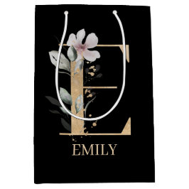 E Monogramm Floral Personalisiert Mittlere Geschenktüte