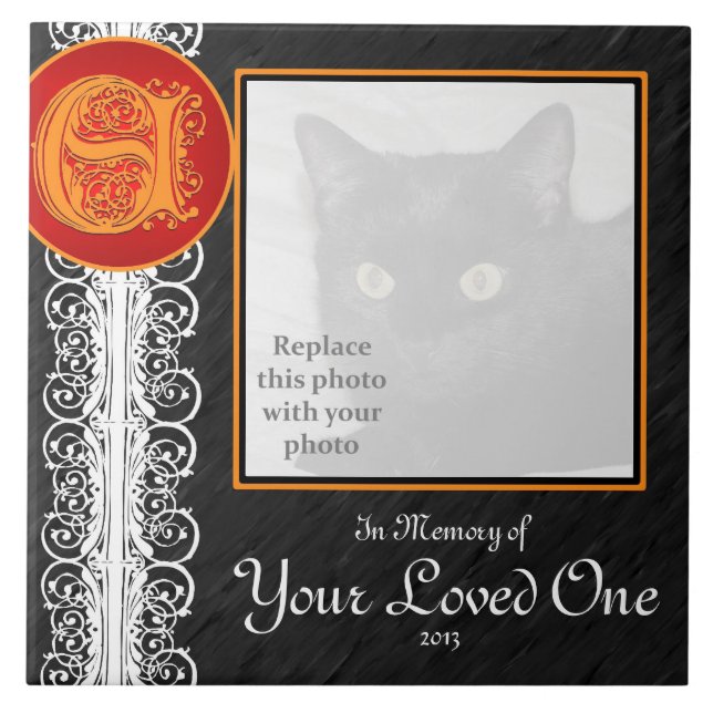 E Monogramm "In Gedächtnis deines Liebsten" Tile Fliese (Vorderseite)