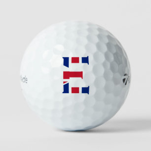 E Monogramm überlagert auf der Flagge der Union tm Golfball