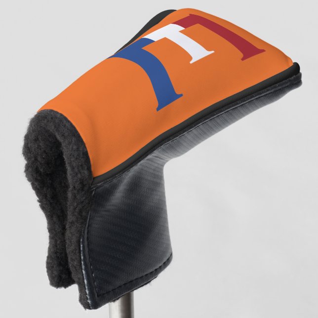 E Monogramm überlagert auf NLD-Flagge auf oder auf Golf Headcover (3/4 Vorderseite)