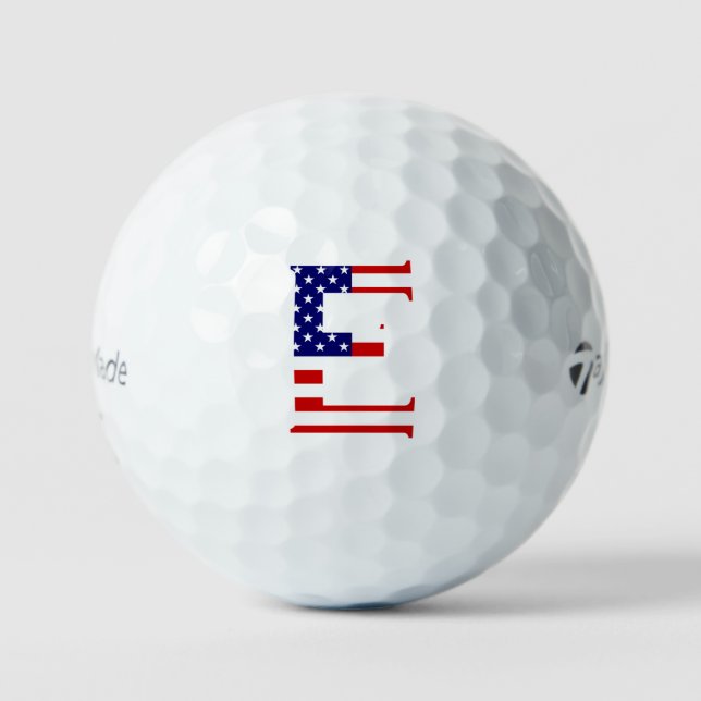 E Monogramm überlagert auf US-Flagge tmtp5 gbcnt Golfball (Vorderseite)