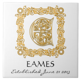 "E" Nachname Hochzeitstag Monogramm Tile Fliese