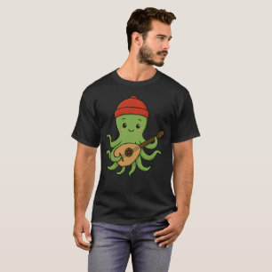 e: Niedlicher grüner Oktopus mit Red Hat Oud spiel T-Shirt