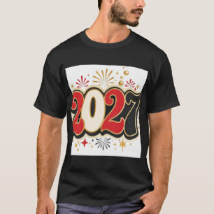 e Prost auf die Neujahrsfeier 2027 Moderne Retrolo T-Shirt