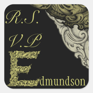 E - The Falck Alphabet (Gold) (Hochzeit) Quadratischer Aufkleber