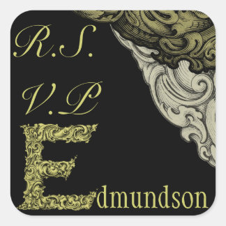 E - The Falck Alphabet (Gold) (Hochzeit) Quadratischer Aufkleber