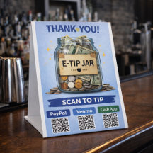 E-Tip Jar Scanne zum Bezahlen QR-Code-Podest-Schil