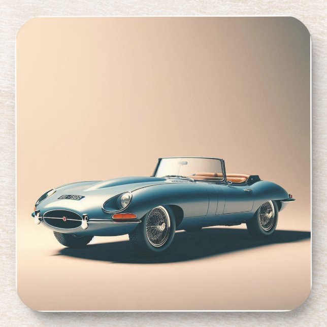 E-Typ Jaguar Convertible (blau) Getränkeuntersetzer (Vorderseite)