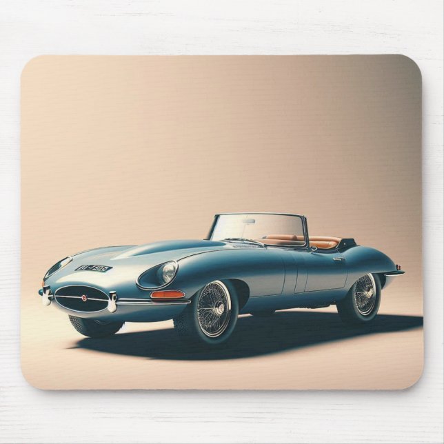 E-Typ Jaguar Convertible (blau) Mousepad (Vorne)