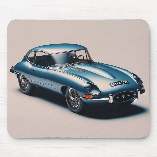 E-Typ Jaguar Coupe (blau) Mousepad (Vorne)