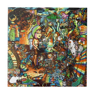 E verbogene psychedelische Kunst Fliese