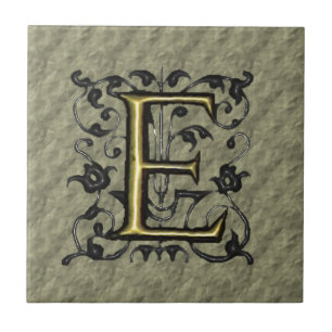 E - Vintages Monogramm Fliese