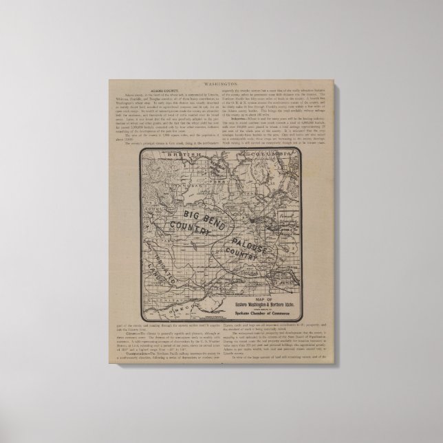 E Washington, N Idaho Leinwanddruck (Vorderseite)
