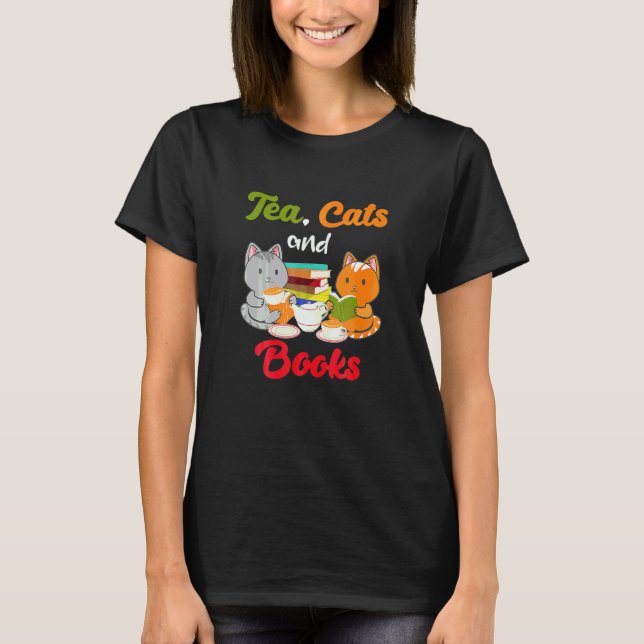 Ea Katzen Und Bücher Katze  Bücherwurm Ea Trinker  T-Shirt (Vorderseite)