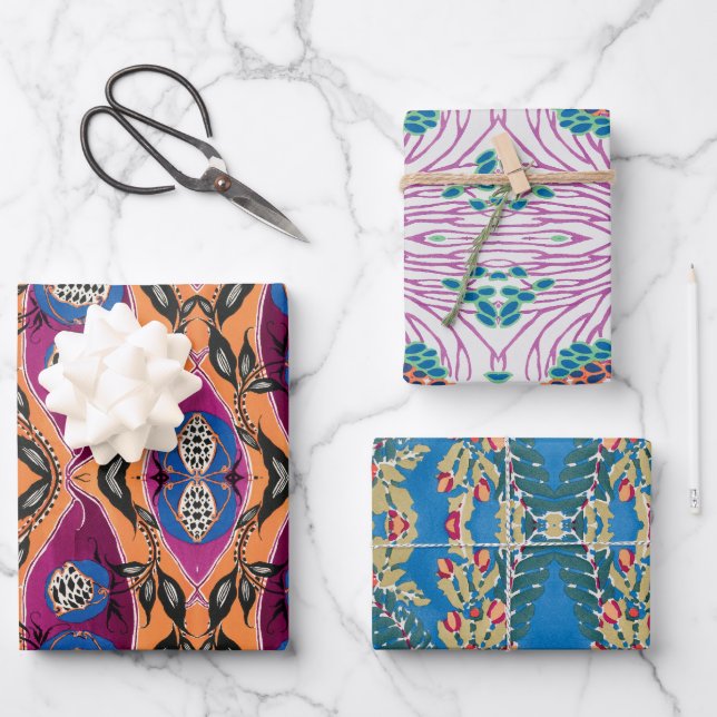 EA Séguy botanische Blume Geschenkpapier Set (Vorderseite)