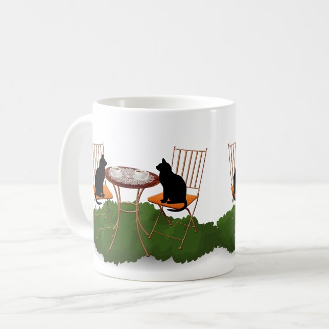 ea Time Black Cat im Gartendesign Kaffeetasse (Vorderseite Links)