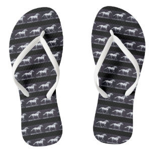 EADWEARD MUYBRIDGE: Weißes Pferdetrottenzapfen Flip Flops