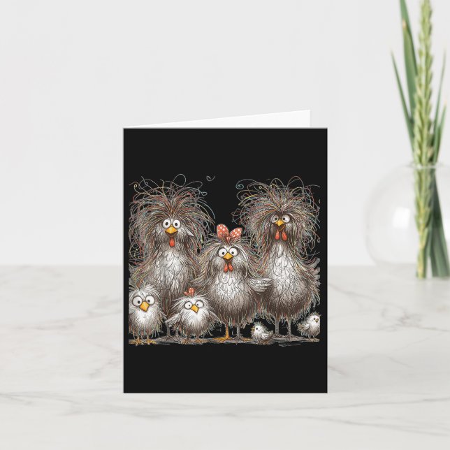 Eagerlys farbenfrohe Funny Funny Chicken Art, Craz Karte (Vorderseite)