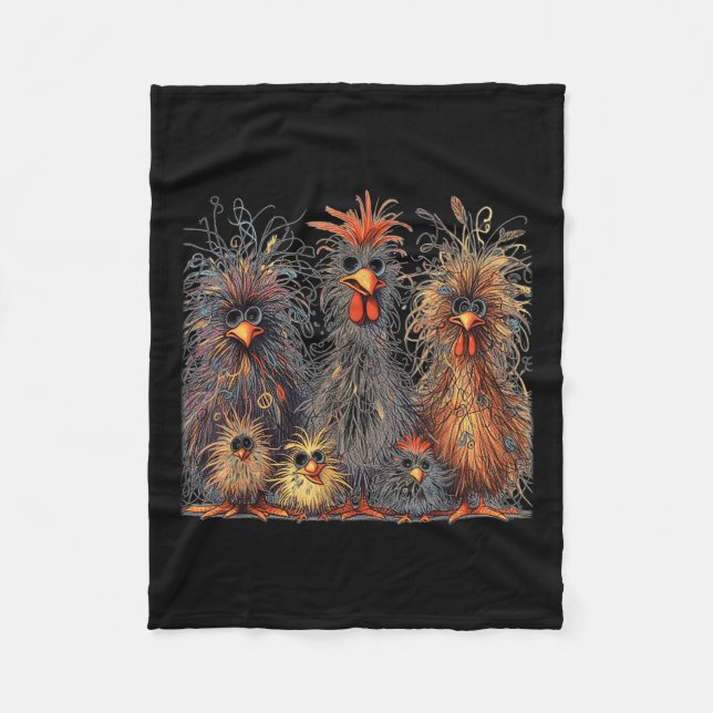 Eagerlys farbenfrohe Funny Funny Chicken Art Fleecedecke (Vorderseite)