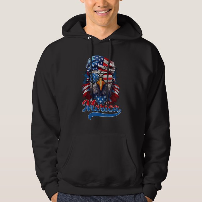 Eagle 4th Of July USA Patriotic American Flag Meri Hoodie (Vorderseite)