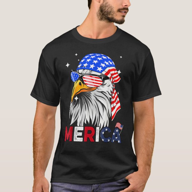 Eagle American Flag 4th of July Merica Men Woman U T-Shirt (Vorderseite)