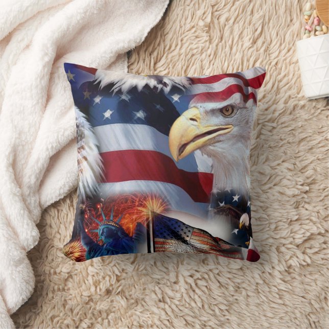Eagle American Flag Throw Kissen (Decke)