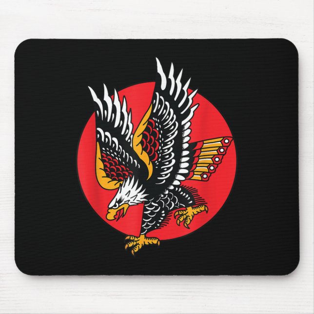 Eagle American Traditional Tattoo Tinte Old School Mousepad (Vorne)