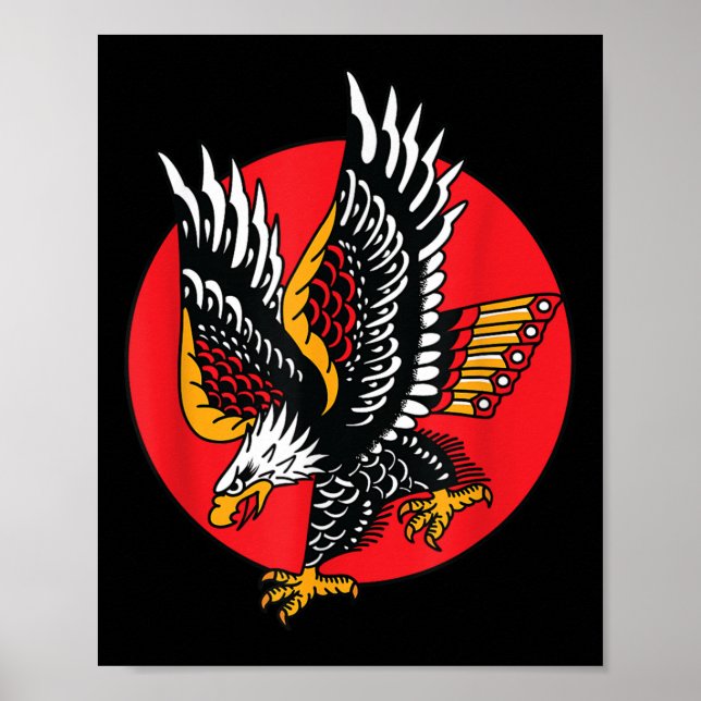 Eagle American Traditional Tattoo Tinte Old School Poster (Vorne)