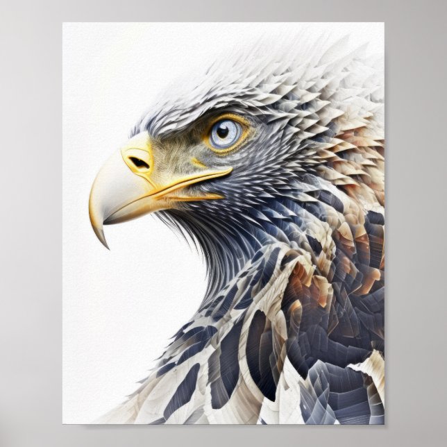Eagle Animal Portrait Nature Wildlife Malerei Poster (Vorne)