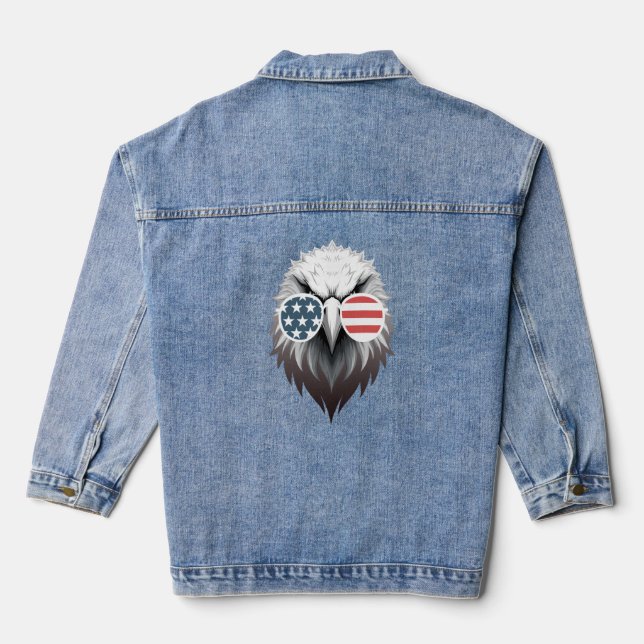 Eagle Art mit amerikanischer Flag-Sonnenbrille Jeansjacke (Rückseite)
