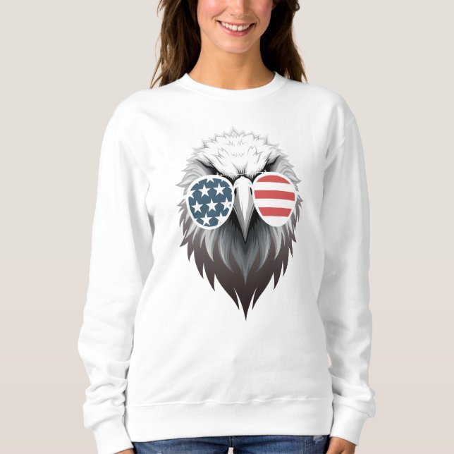 Eagle Art mit amerikanischer Flag-Sonnenbrille Sweatshirt (Vorderseite)