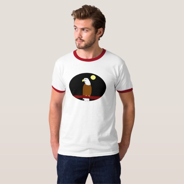Eagle at Night Ringer T-Shirt (Vorne ganz)