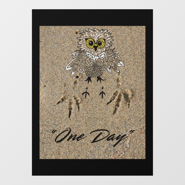 Eagle Baby & Footprints im Sand "One Day" Fensteraufkleber (Blatt)
