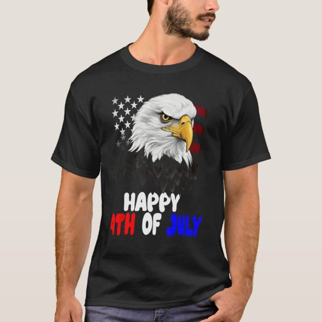 Eagle Bird 4th of July American Flag Veterans Memo T-Shirt (Vorderseite)