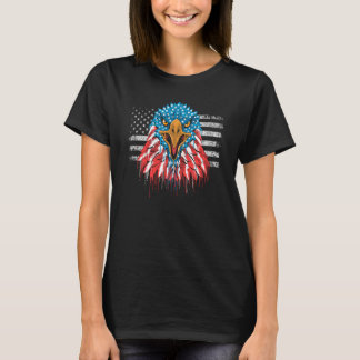 Eagle Bird Flying Animal Ornithology USA Flag 1 T-Shirt
