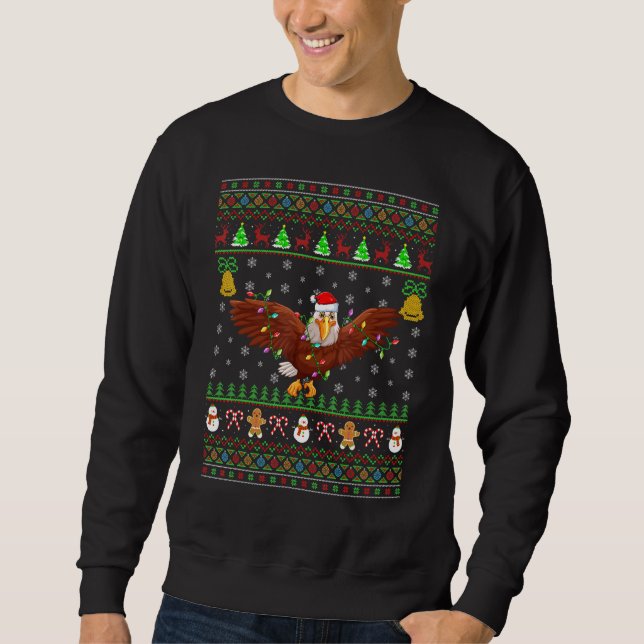 Eagle Bird Lighting Santa Bald Eagle Ugly Christ Sweatshirt (Vorderseite)