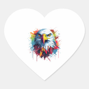 Eagle Bird of Prey Pop Art Style für einen Adler Herz-Aufkleber