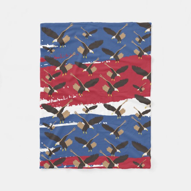Eagle Bird USA Patriotic American Flag Fleecedecke (Vorderseite)