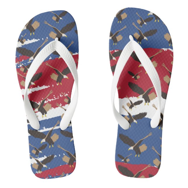 Eagle Bird USA Patriotic American Flag Flip Flops (Fußbett)