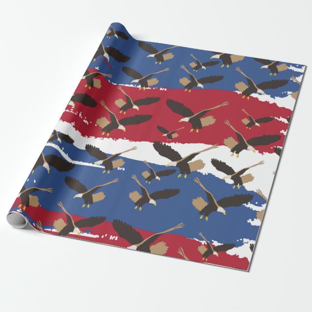 Eagle Bird USA Patriotic American Flag Geschenkpapier (Ungerollt)