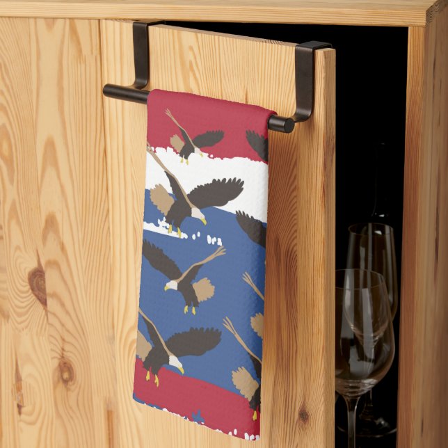 Eagle Bird USA Patriotic American Flag Geschirrtuch (Drittel gefaltet)