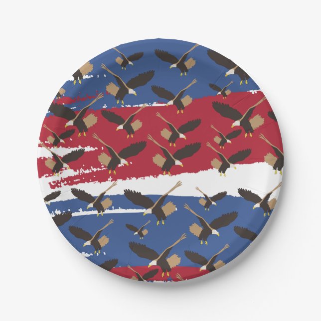 Eagle Bird USA Patriotic American Flag Pappteller (Vorderseite)