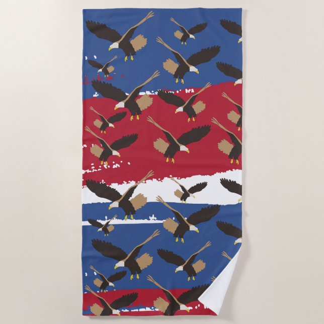 Eagle Bird USA Patriotic American Flag Strandtuch (Vorderseite)