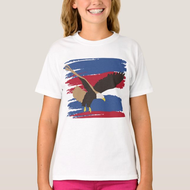 Eagle Bird USA Patriotic American Flag T-Shirt (Vorderseite)