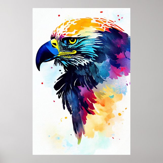 Eagle Bird Wild Nature Animal Color Art Malerei Poster (Vorne)
