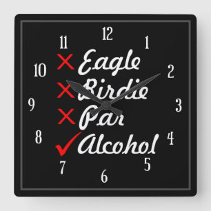 Eagle Birdie Par Alcohol Humor Quadratische Wanduhr