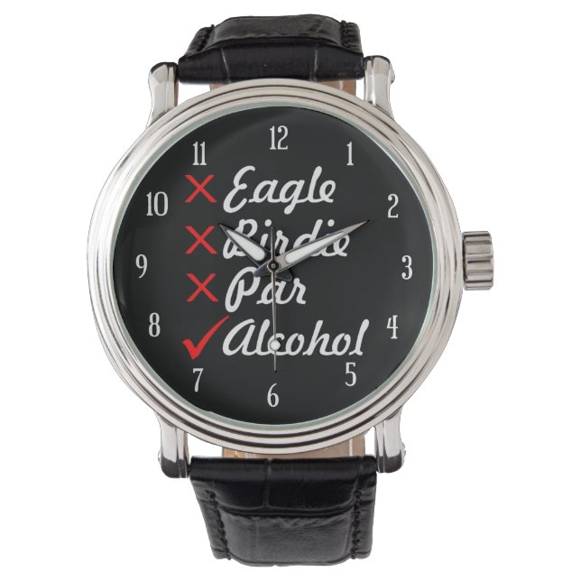 Eagle Birdie Par Alcohol Spaß Armbanduhr (Vorderseite)