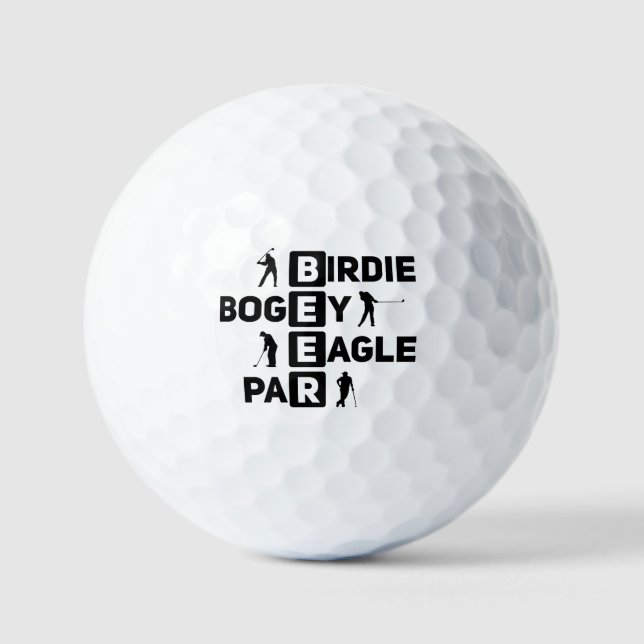 Eagle Birdie Par Bogey Beer witzig Golfball (Vorderseite)