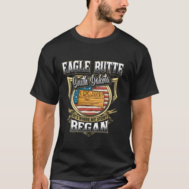 Eagle Butte South Dakota USA Flag 4. Juli Lange T-Shirt (Vorderseite)