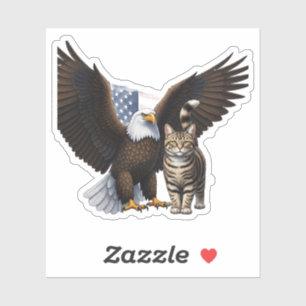 Eagle & Cat Collab - Patriotische Unabhängigkeit d Aufkleber